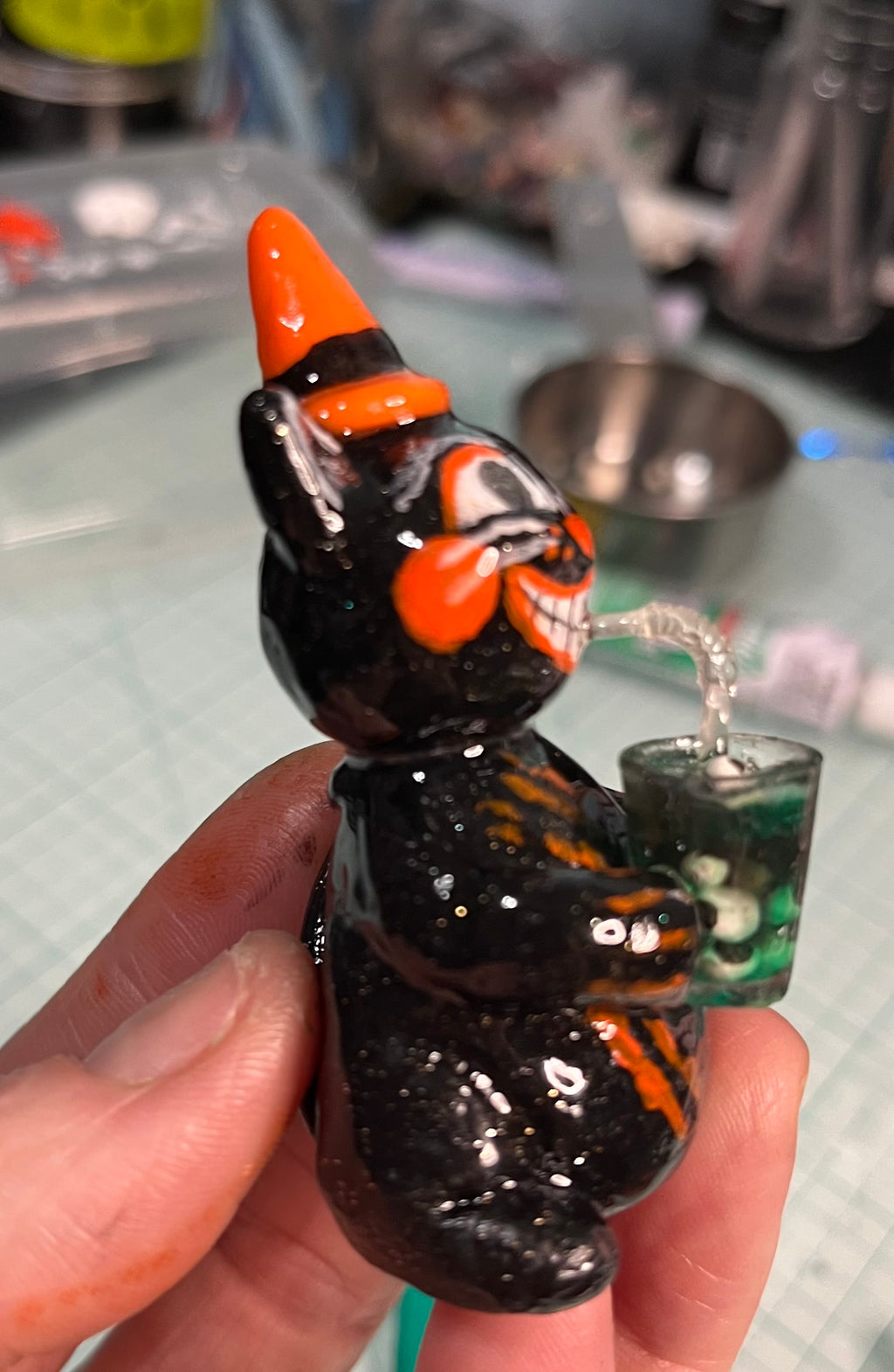 Clay and hand painted clay figure