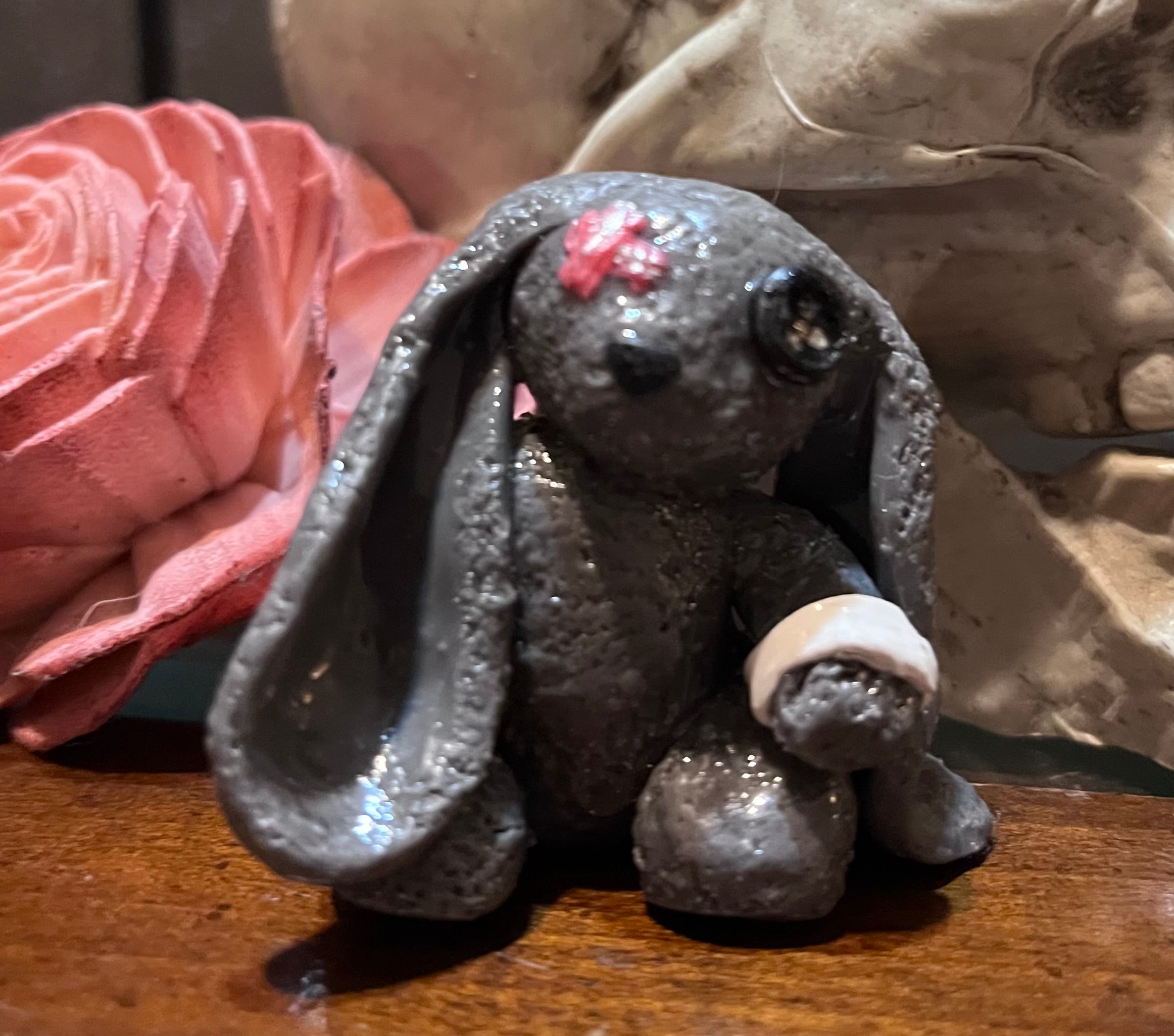 Love me bunny clay hand crafted figure