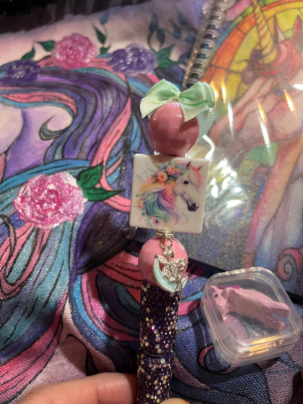 Unicorn bundle with hand painted tote and handcrafted figures