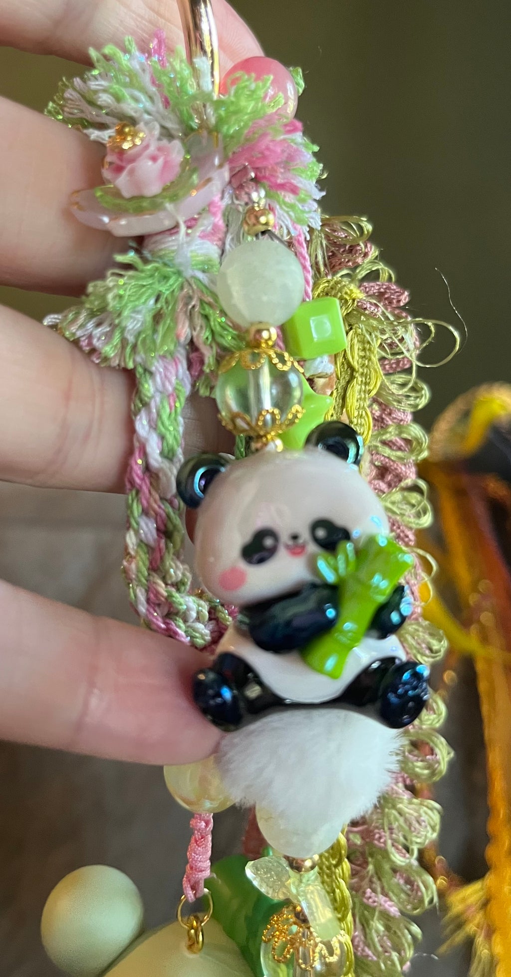 Boba tea panda bag charm