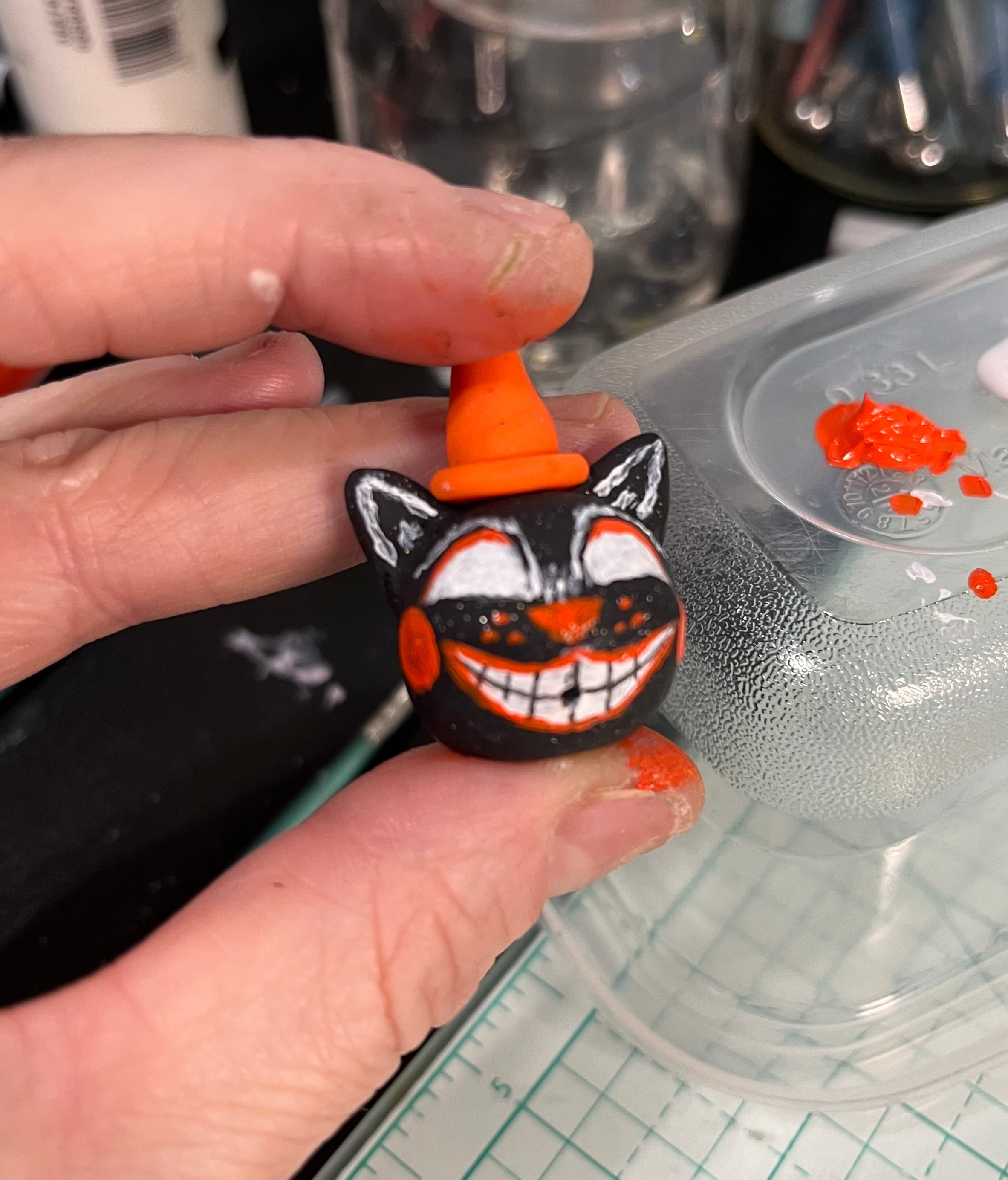 Clay and hand painted clay figure