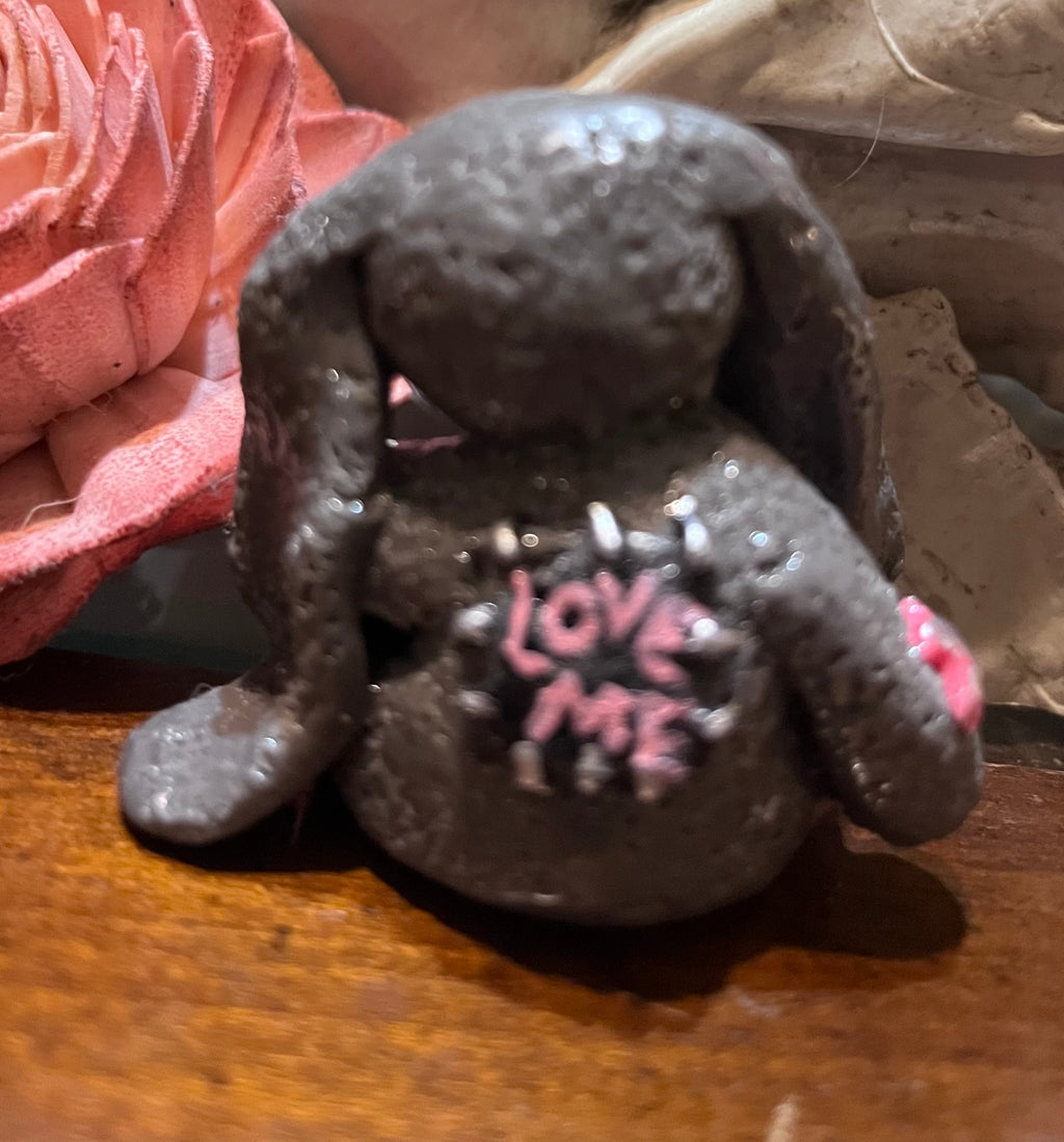 Love me bunny clay hand crafted figure