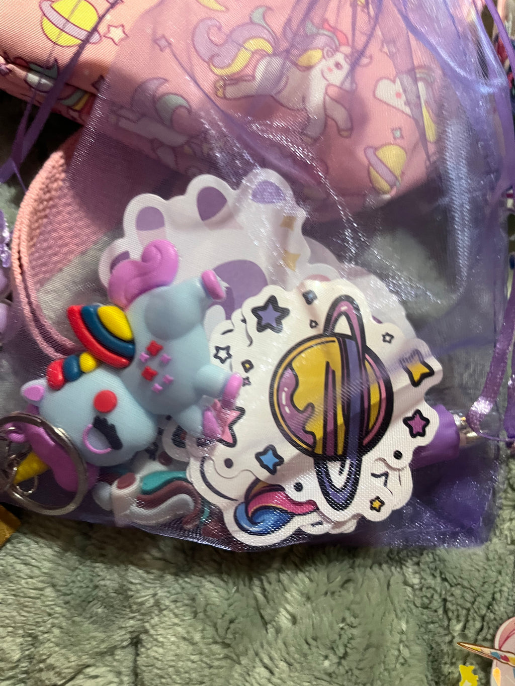 Unicorn bundle with hand painted tote and handcrafted figures