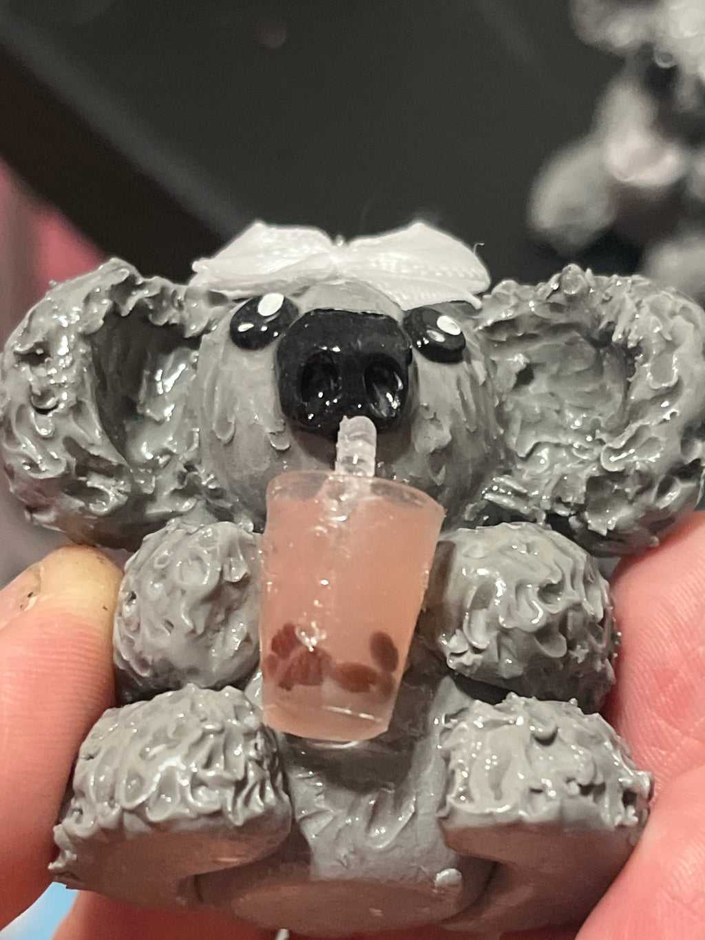 Koala clay figurine with cloth bow