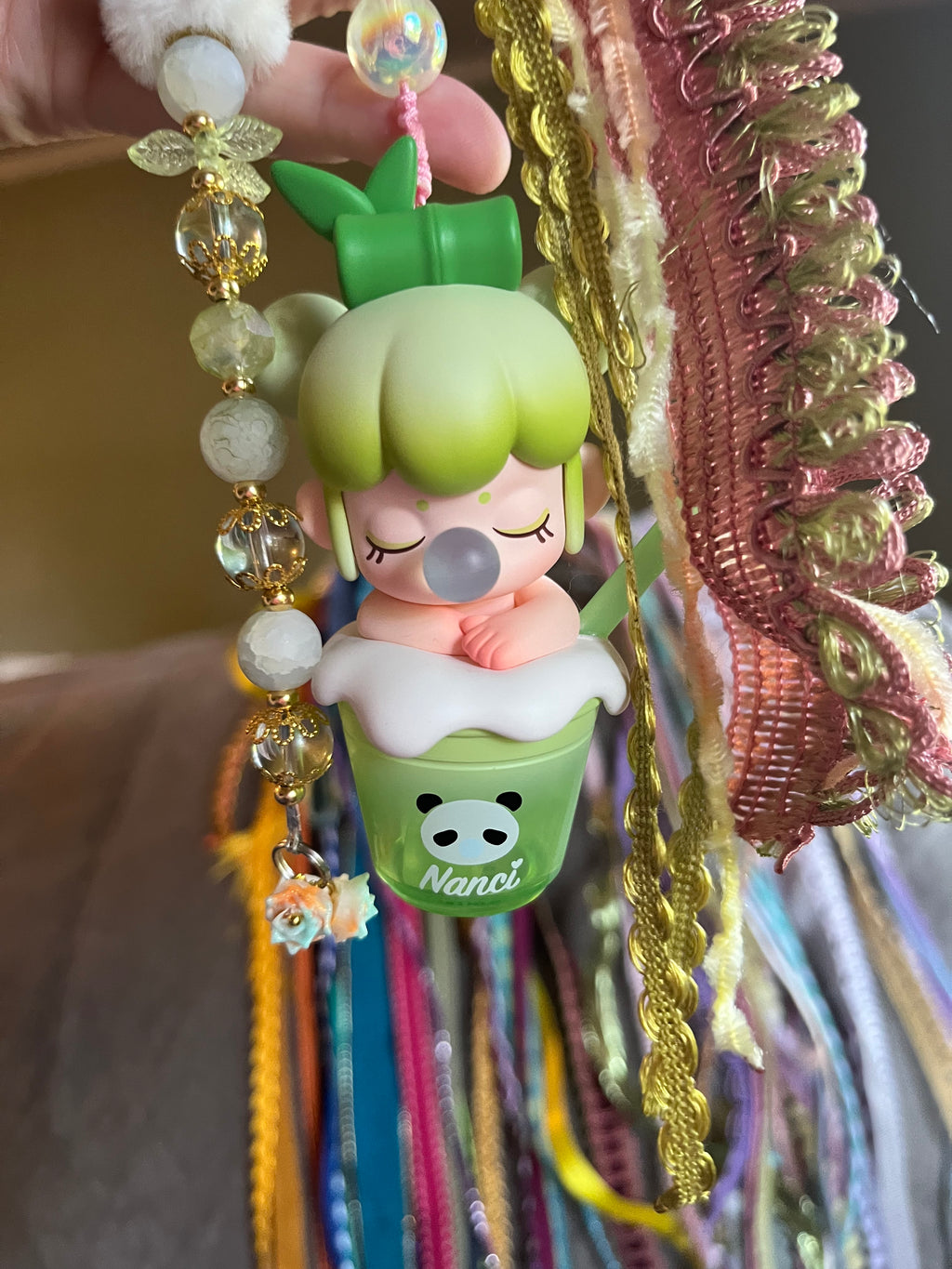 Boba tea panda bag charm
