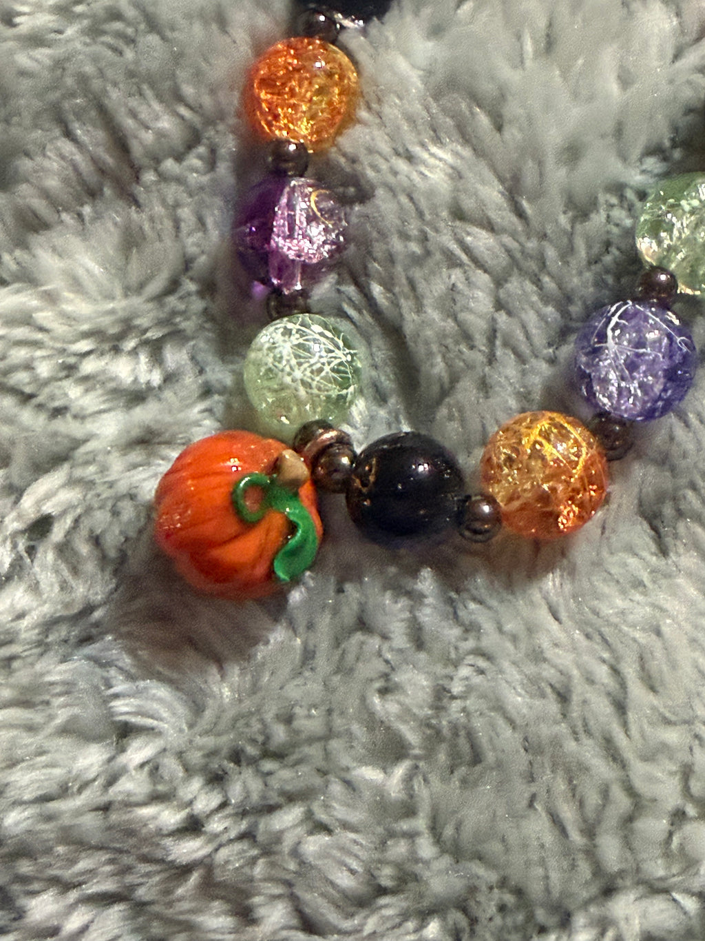 Halloween Clay Charm Pumpkin Glass bead Bracelet