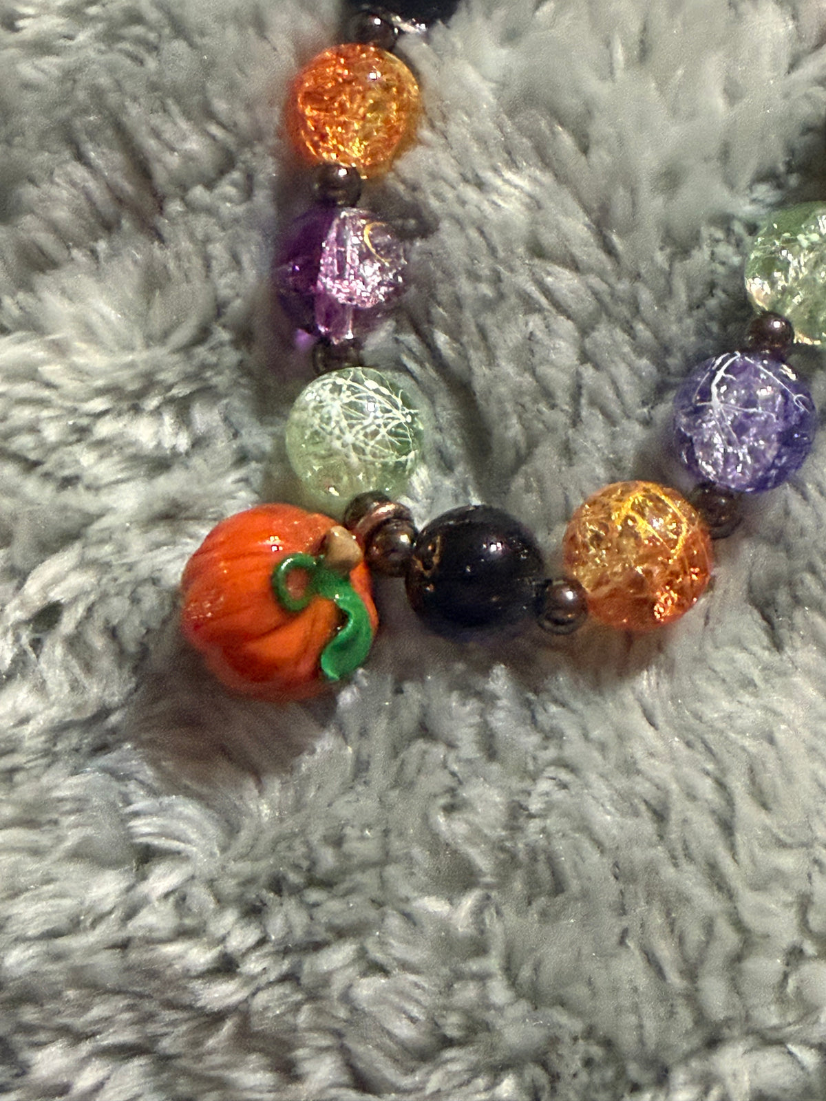 Halloween Clay Charm Pumpkin Glass bead Bracelet