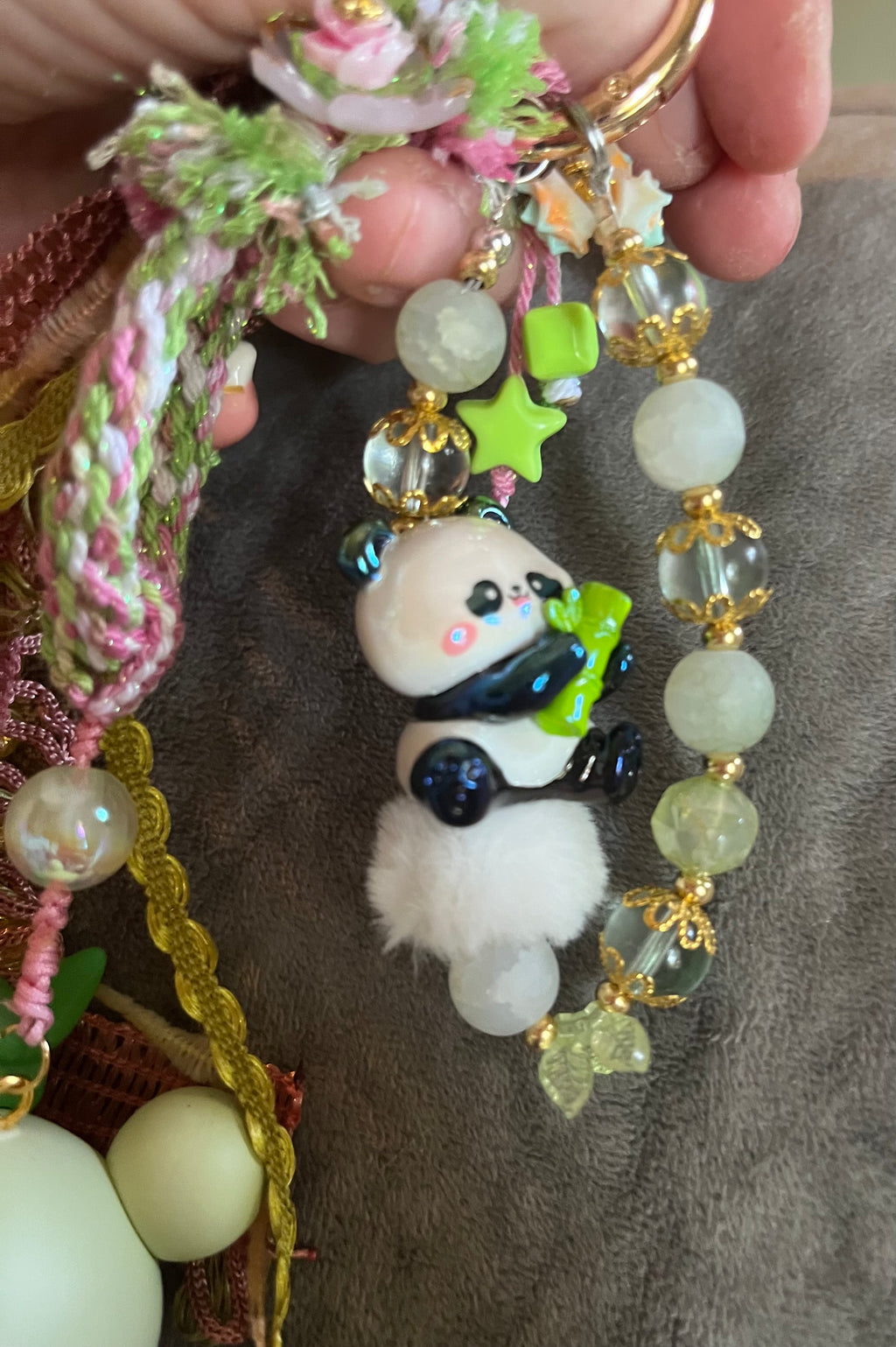 Boba tea panda bag charm