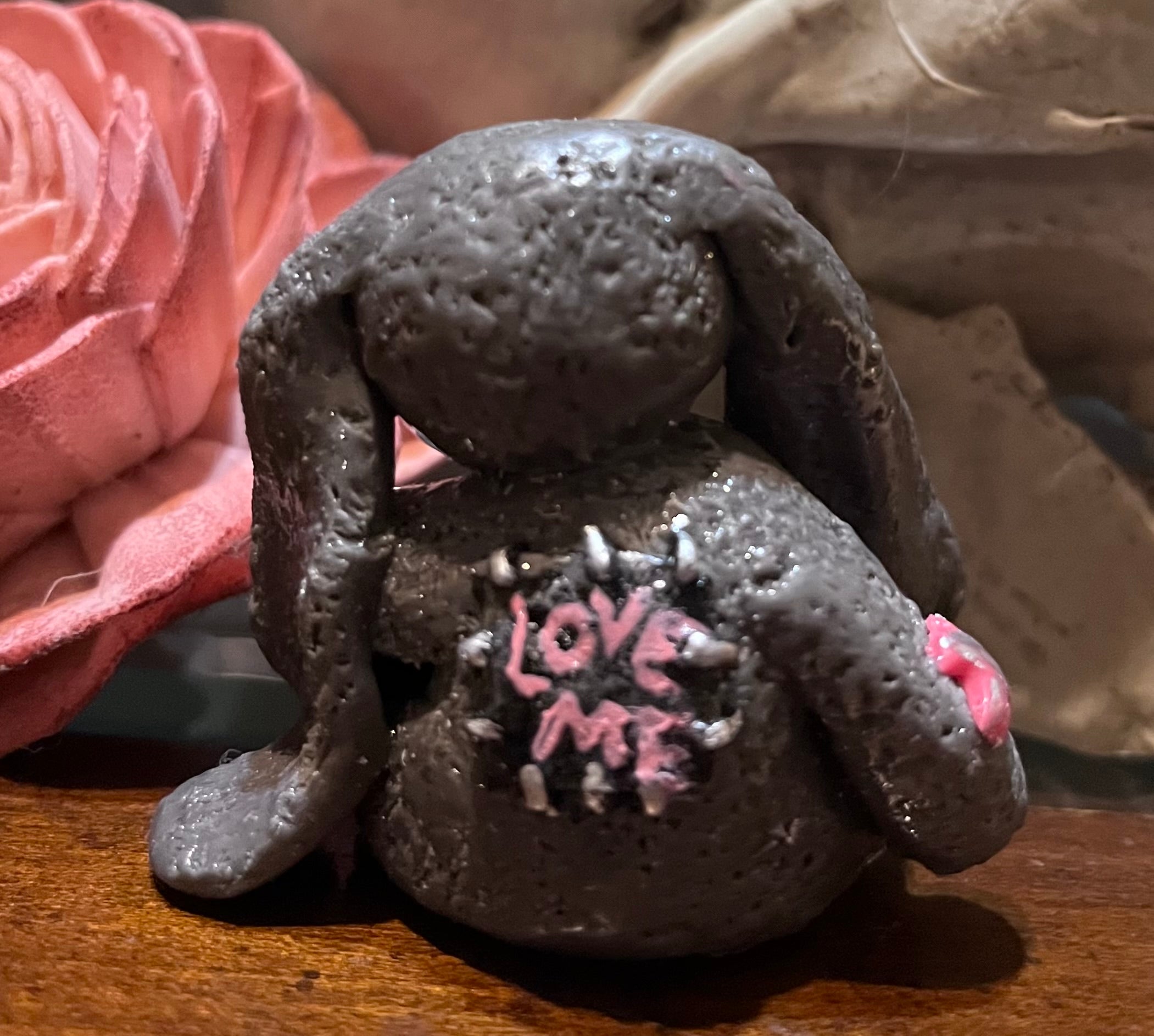 Love me bunny clay hand crafted figure