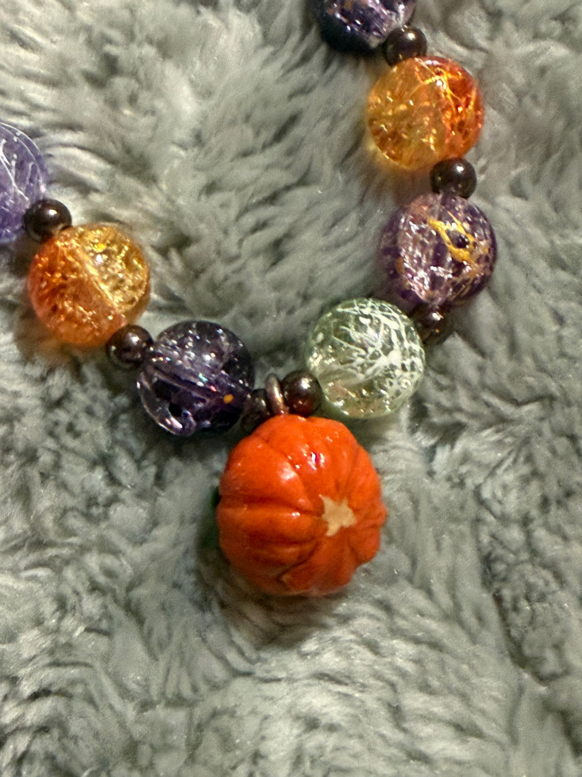 Halloween Clay Charm Pumpkin Glass bead Bracelet