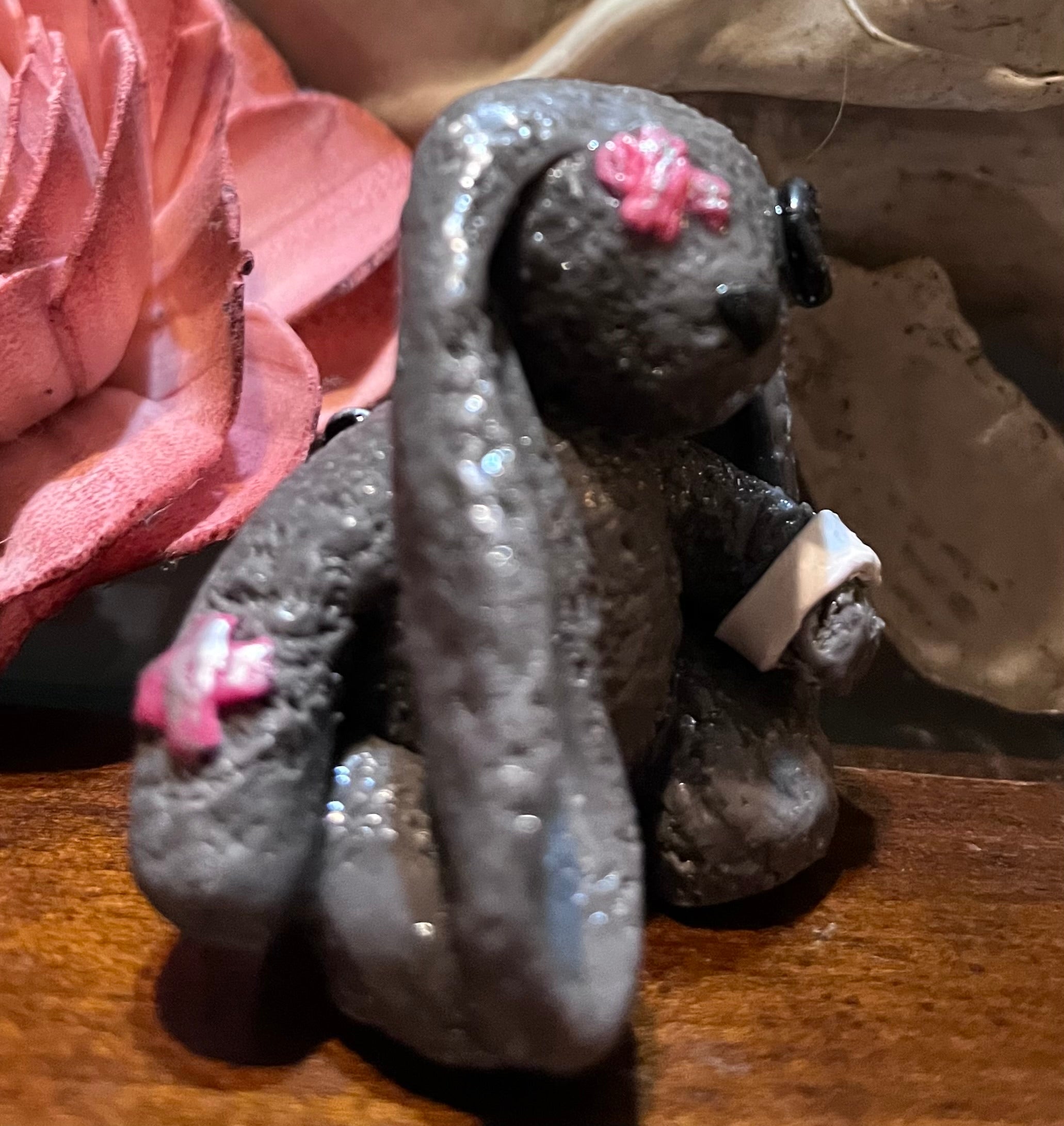Love me bunny clay hand crafted figure