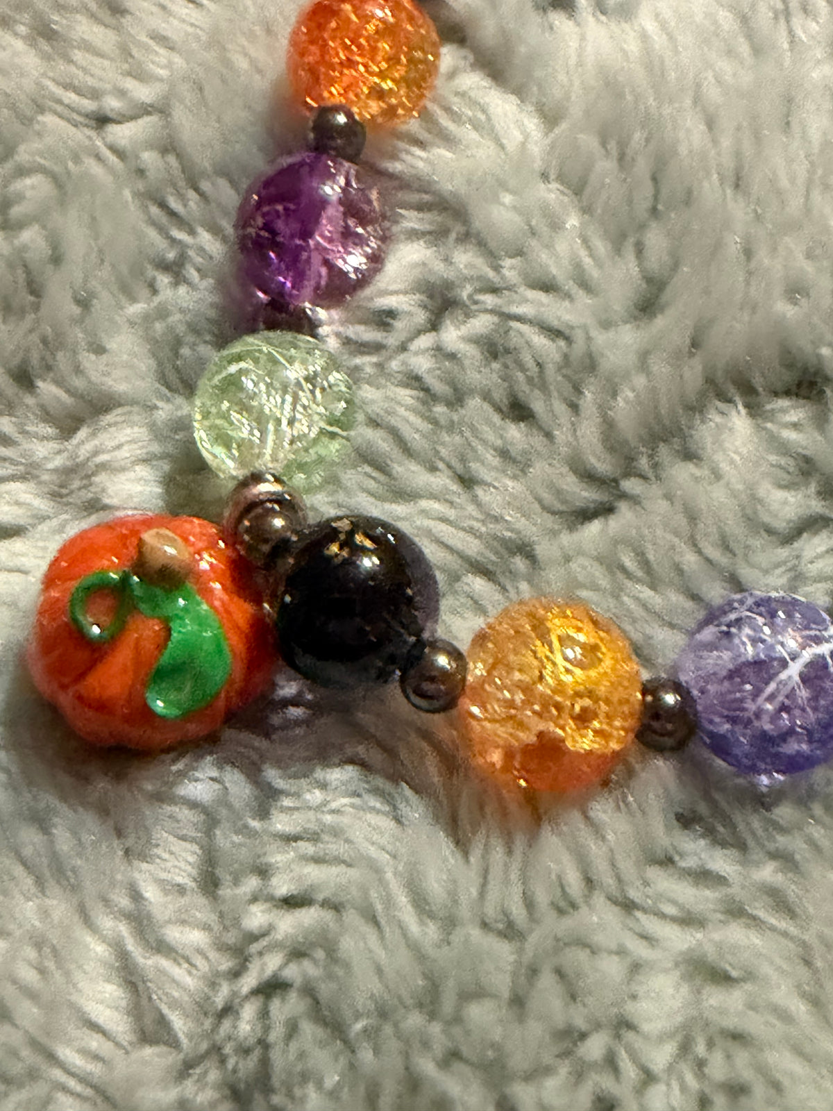 Halloween Clay Charm Pumpkin Glass bead Bracelet