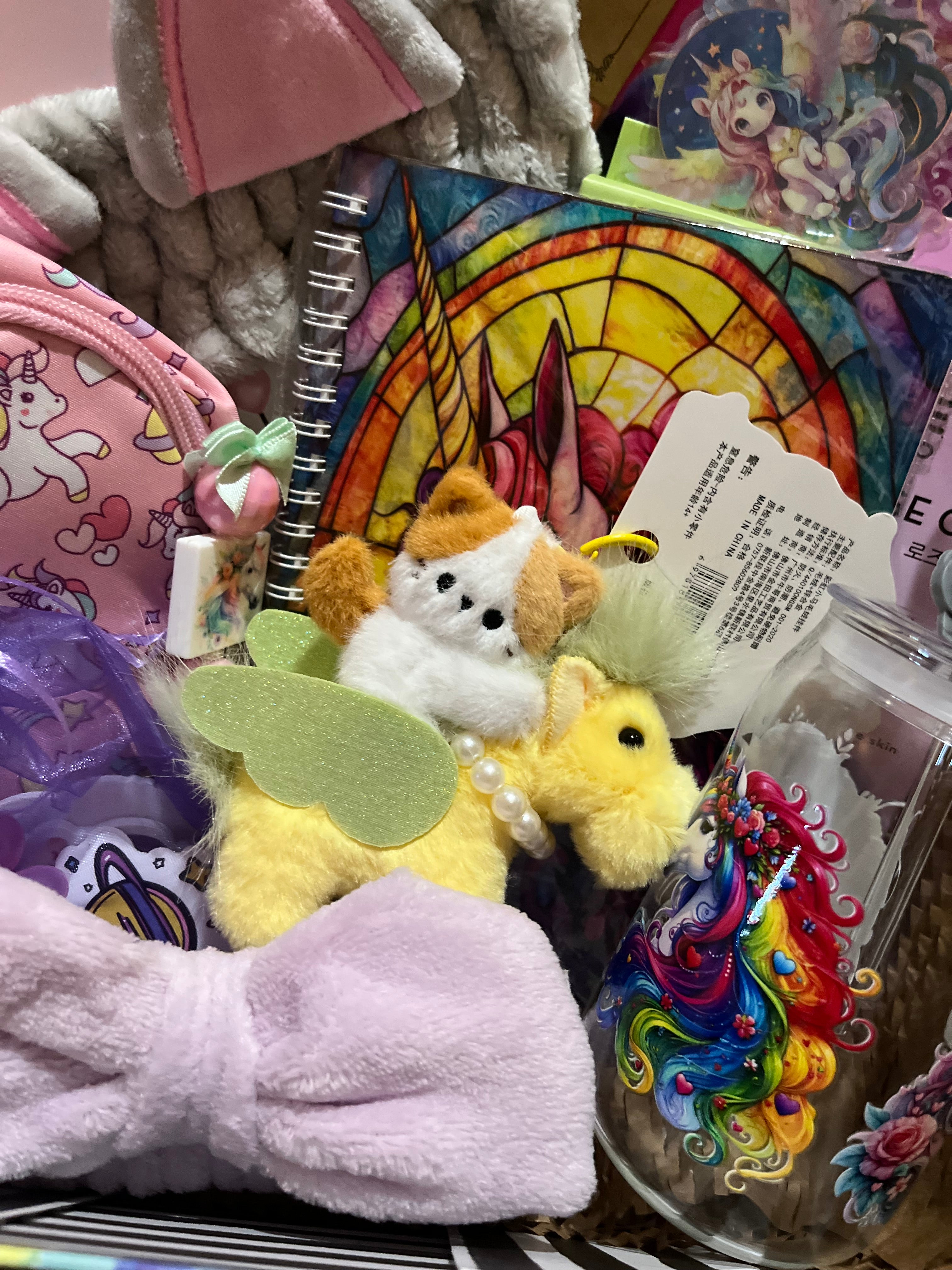 Unicorn bundle with hand painted tote and handcrafted figures
