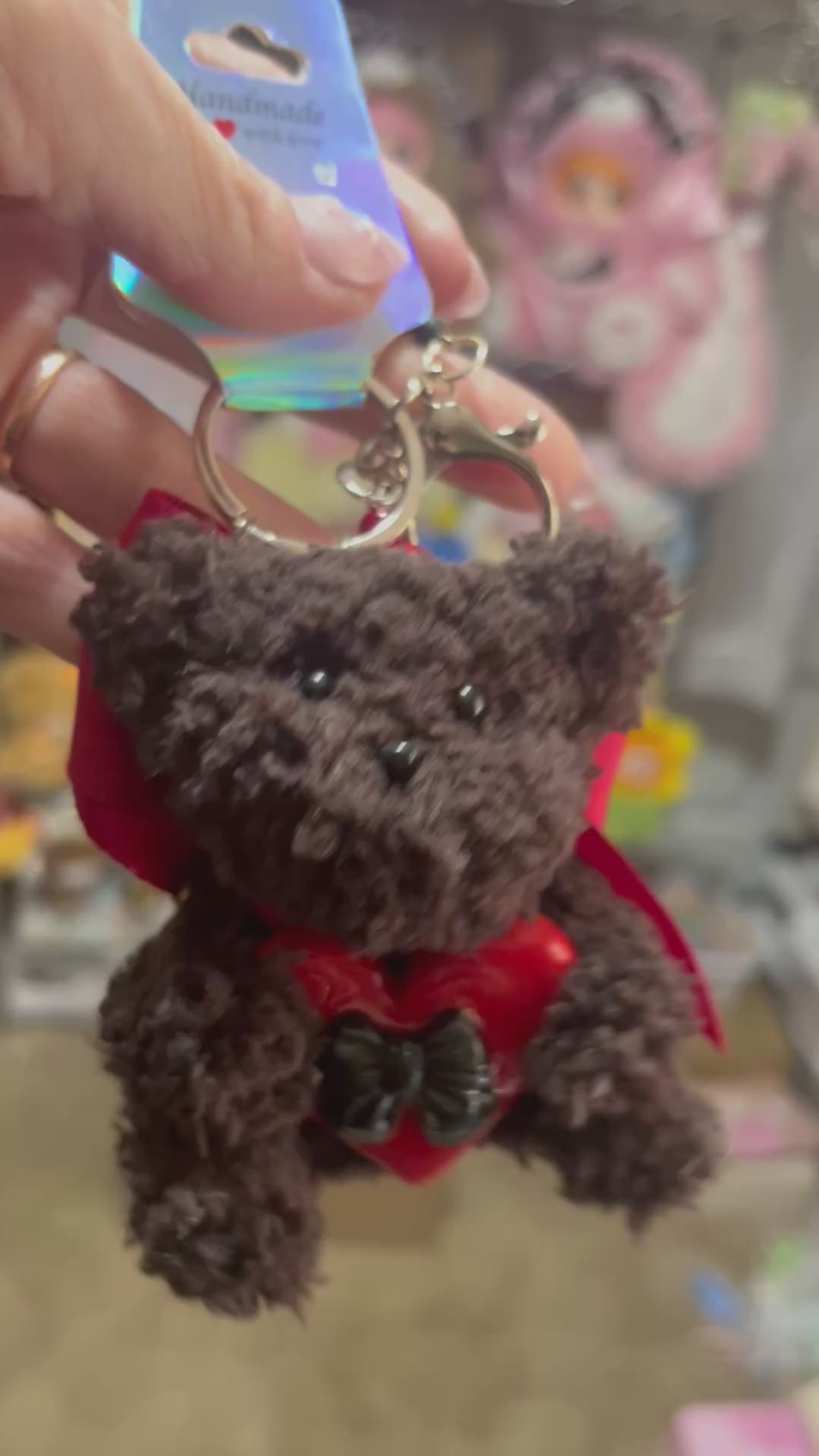 Black teddy bag charm