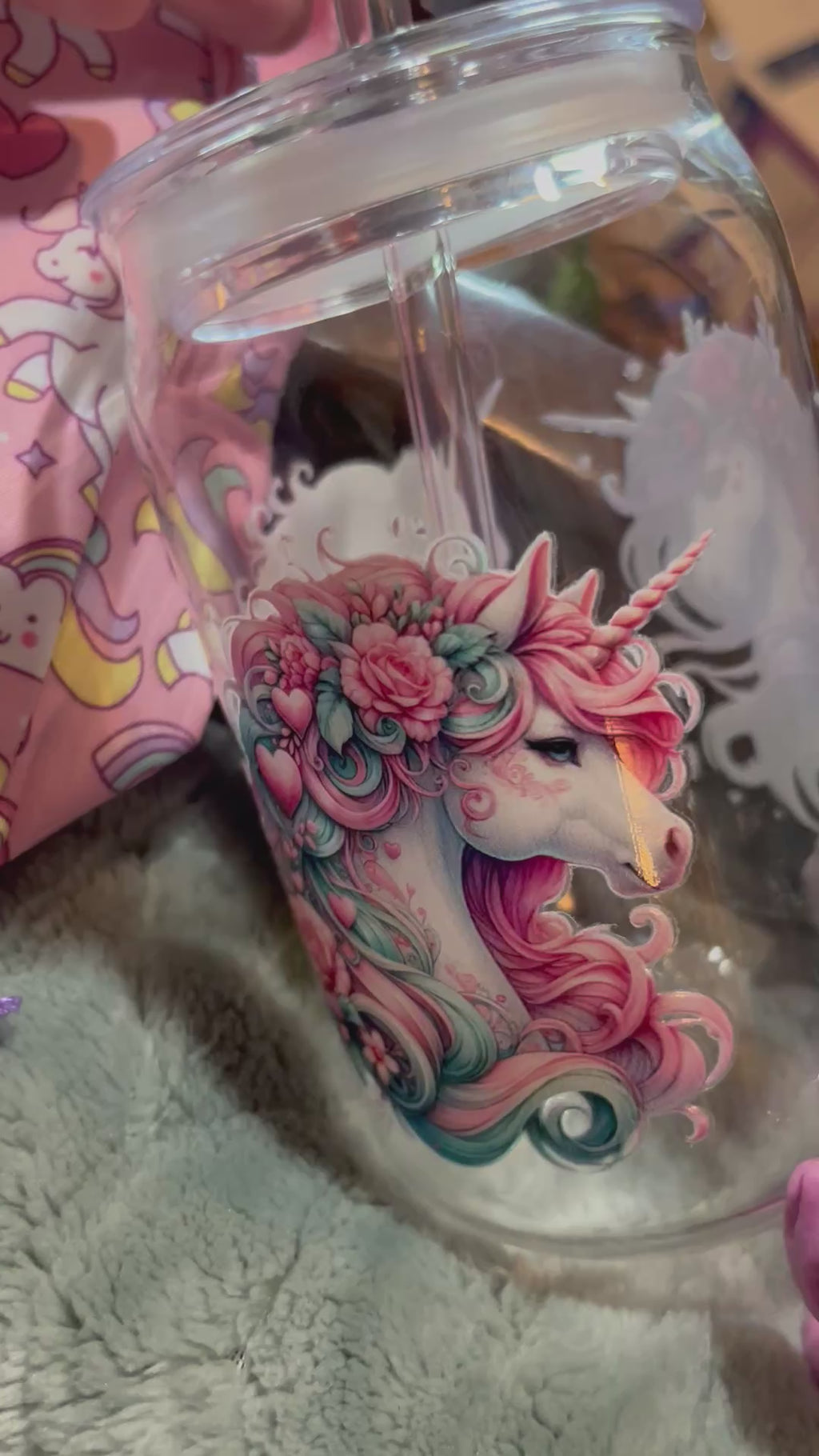 Unicorn bundle with hand painted tote and handcrafted figures