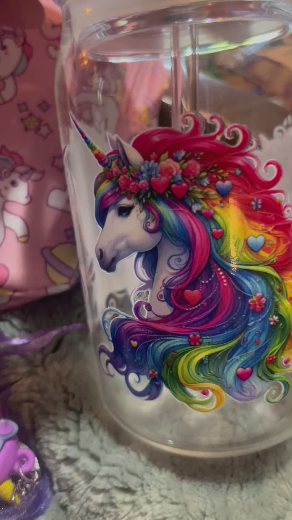 Unicorn bundle with hand painted tote and handcrafted figures