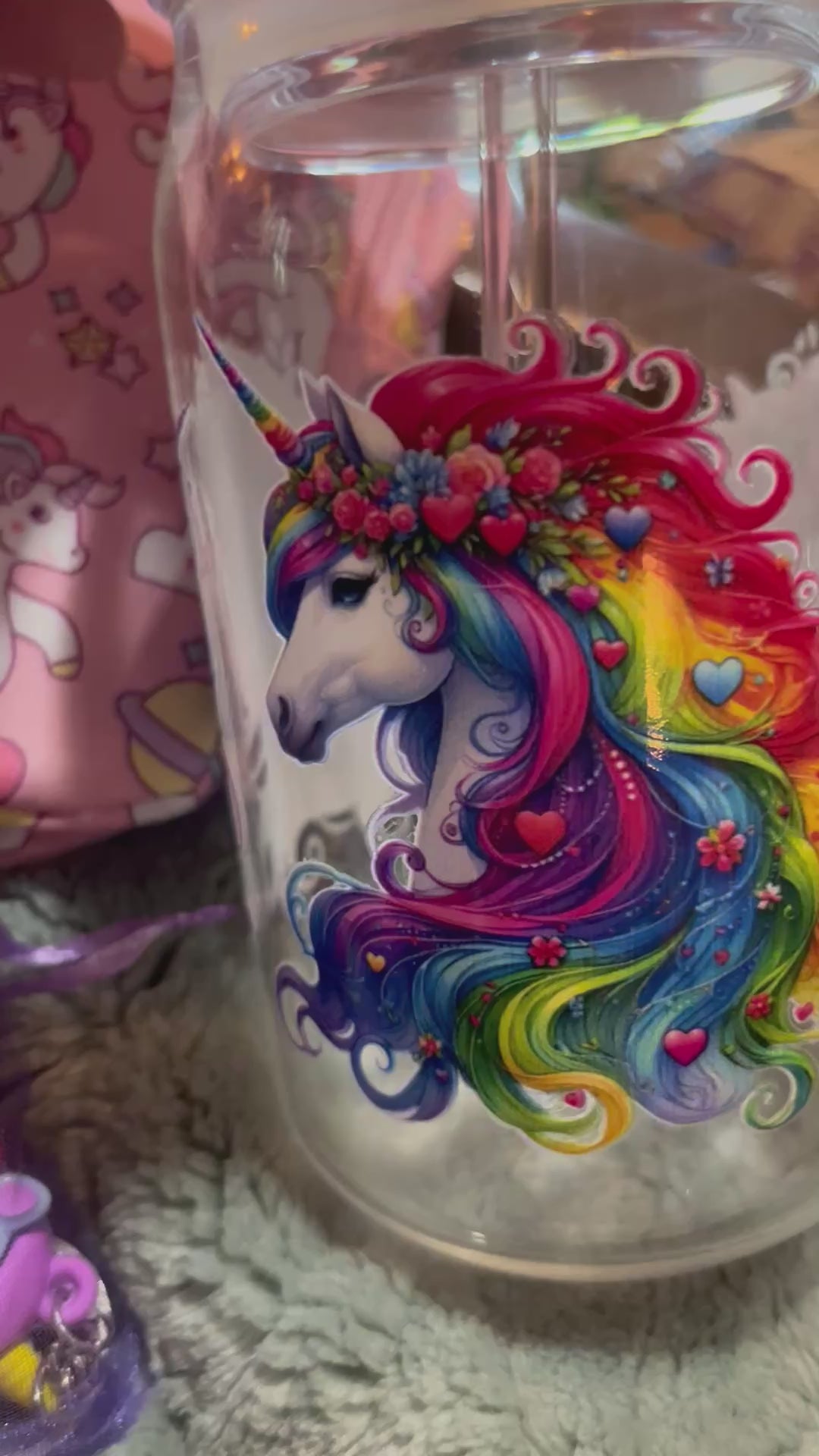 Unicorn bundle with hand painted tote and handcrafted figures